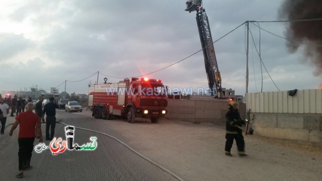  فيديو- كفرقاسم : ندلاع حريق كبير في احد المُعرشات التجارية في سهل البلدة وقوات كبيرة من الاطفائية في محاولات السيطرة على الحريق 